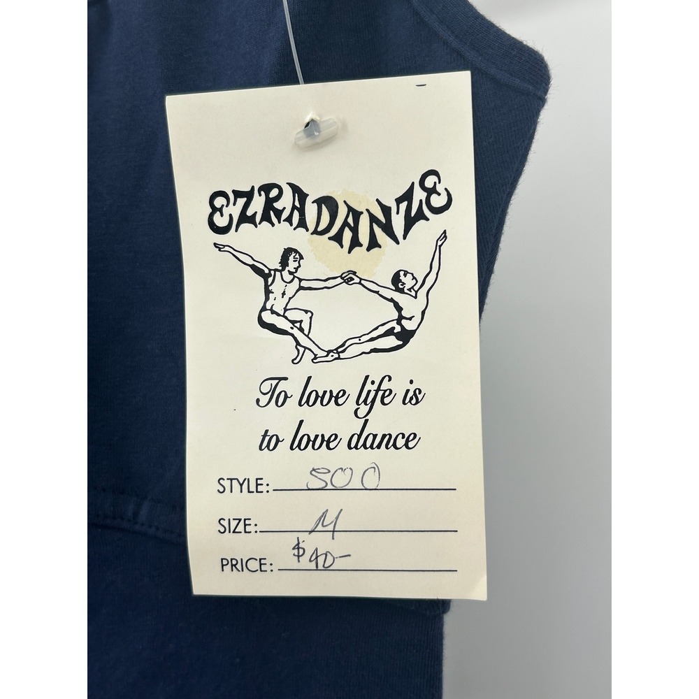 Vintage Ezradanze Womens Navy Blue Dance Unitard Spaghetti Strap Size Medium - Picture 3 of 5